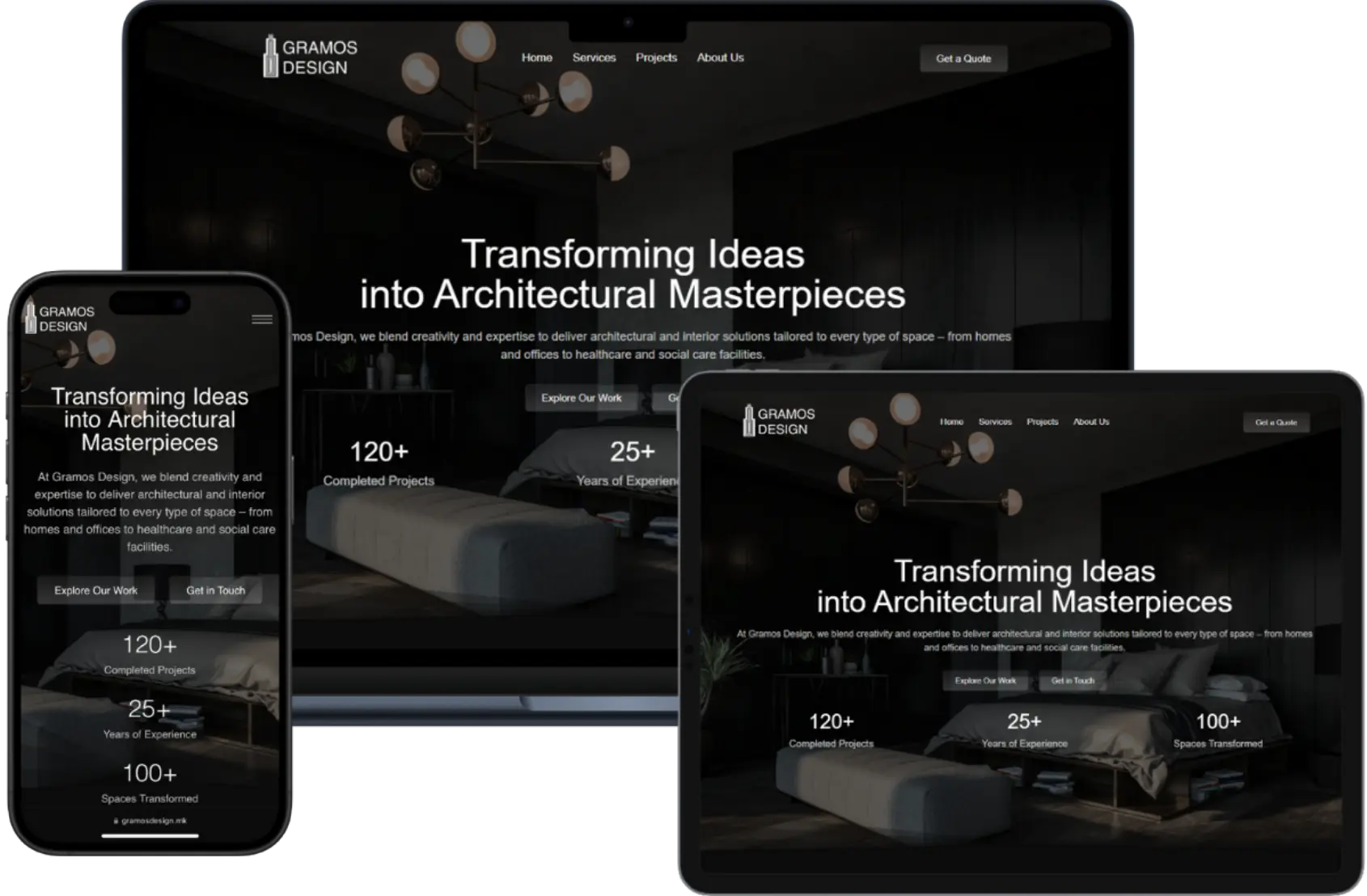 Mockup of Gramos Design website